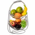 Basicwise 2 Tier Metal Fruit Holder Swing Basket, Detachable Countertop Organizer with Display Hammock Stand QI004474